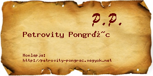 Petrovity Pongrác névjegykártya
